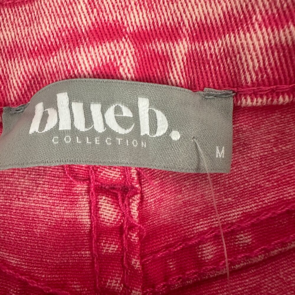 Blue b Collection Pink Denim Jeans Rhinestone Accents Distressed Knees & Flared - Picture 3 of 6